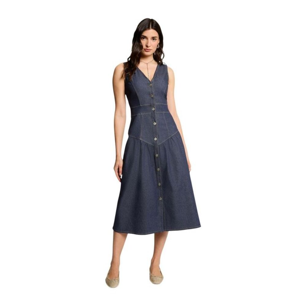Morgan De Toi Blue Cotton Long Women's Dress